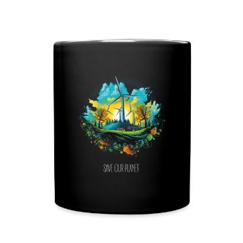 Save our planet - Environmental protection Climate protection - Full Colour Mug - black - Front