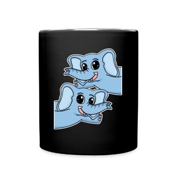 Elefant Elefanten - Tasse einfarbig - Schwarz - Vorne