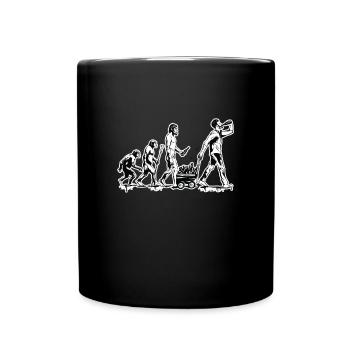 Vatertag Evolution Bollerwagen voll mit Bier - Tasse einfarbig - Schwarz - Vorne