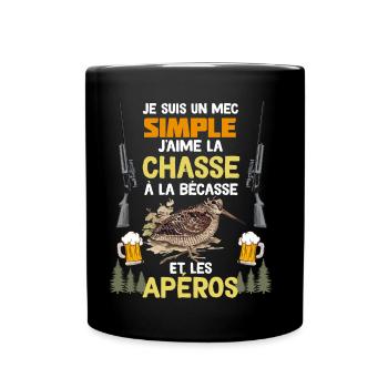 Mon Mec Aime L'Apéro Et La Chasse A La Bécasse - Mug uni - noir - Devant