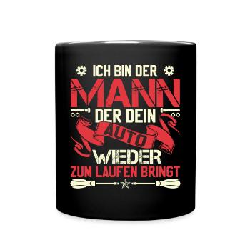 Männer Auto Werkstatt KFZ Mechaniker - Tasse einfarbig - Schwarz - Vorne
