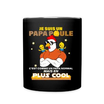 Mon Papa Poule C'est Le Meilleur Père et 2 Enfants - Mug uni - noir - Devant