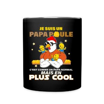 Papa Poule De 3 Poussins Enfants Cadeau Père - Mug uni - noir - Devant