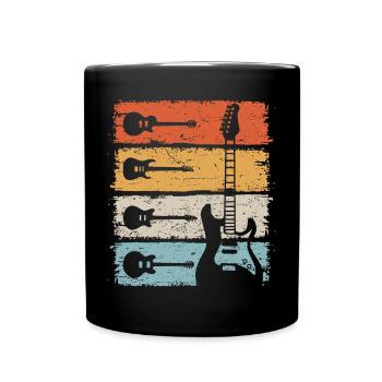 Guitar Retro Electric Guitar Guitarist - Full Colour Mug - black - Front