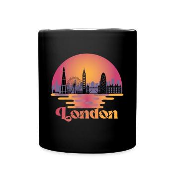 London Skyline Vereinigtes Königreich Reisen - Tasse einfarbig - Schwarz - Vorne