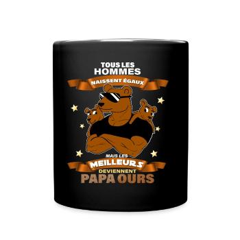 Papa Ours Et Ses Oursons Cadeau Homme - Mug uni - noir - Devant