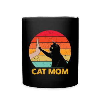 Cat Mom - Cat High Five - Full Colour Mug - black - Front