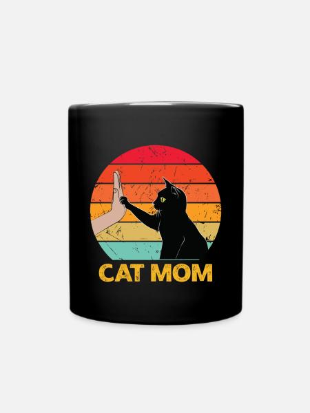 Cat Mom - Cat High Five - Tasse einfarbig - Schwarz