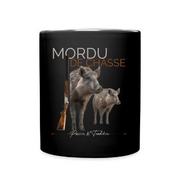 Mordu De Chasse Saison Homme Chasseur de Sanglier - Mug uni - noir - Devant