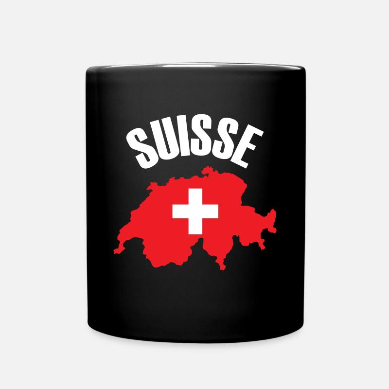 Schweiz - Schweiz Karte Schweizer Flagge - Tasse einfarbig - Schwarz