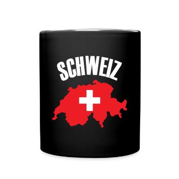 Schweiz - Switzerland Map Swiss Flag - Full Colour Mug - black - Front