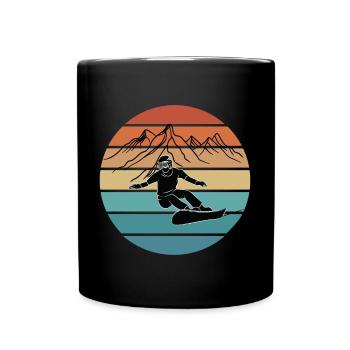 Vintage-Snowboarden - Tasse einfarbig - Schwarz - Vorne