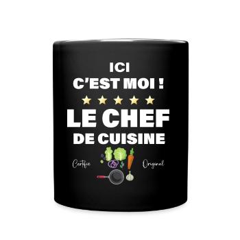 Tablier Ici C'est Moi Le chef Cadeau Homme - Mug uni - noir - Devant