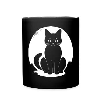 Funny Cat Silhouette Cheeky Fun Cats - Full Colour Mug - black - Front