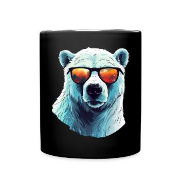 Cool polar bear with sunglasses - Full Colour Mug - black - Front