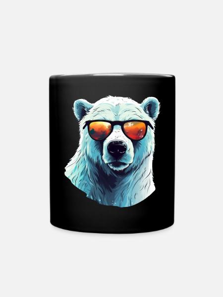 Ours polaire cool avec des lunettes de soleil - Mug uni - noir