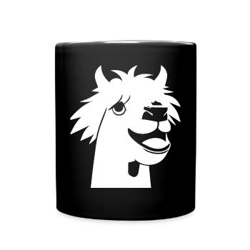 Lustige Lama-Silhouette Freche Spaß-Lamas - Tasse einfarbig - Schwarz - Vorne