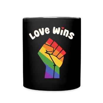 LGBT Love Wins Pride Fist Design for Equality - Full Colour Mug - black - Front