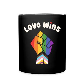 Pride Progress Love Wins Pride Fist für Equality - Tasse einfarbig - Schwarz - Vorne