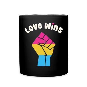 Liebe gewinnt Pansexuellen Pride Fist für Equality - Tasse einfarbig - Schwarz - Vorne