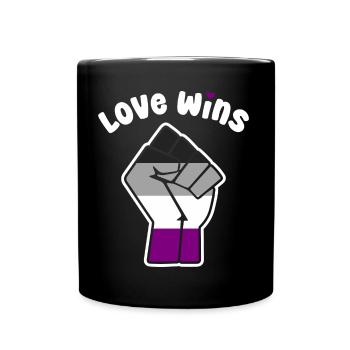 Love Wins Asexual Pride Fist Design for Equality - Full Colour Mug - black - Front