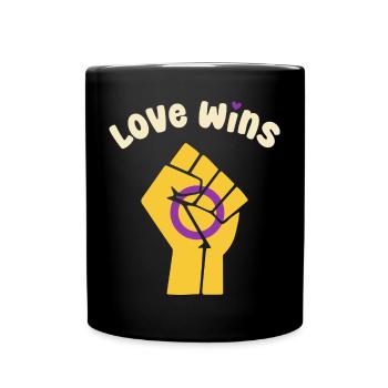 Love Wins Intersex Pride Fist Design for Equality - Full Colour Mug - black - Front