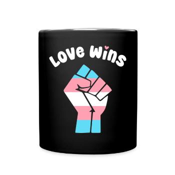 Liebe gewinnt Trans Pride Faustdesign für Equality - Tasse einfarbig - Schwarz - Vorne