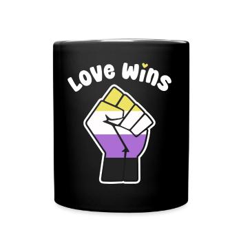 L’amour gagne le poing de fierté non binaire pour l’égalité - Mug uni - noir - Devant