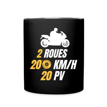 2 roues, 200 km/h, 20 PV humour motard - Mug uni - noir - Devant