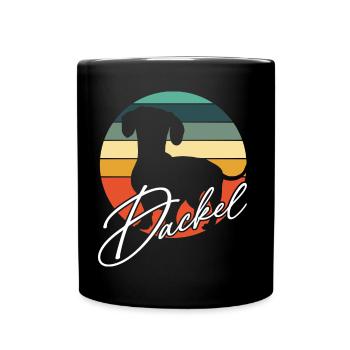 Dackelsilhouetten Dackelgrafik in Kreisfläche - Tasse einfarbig - Schwarz - Vorne