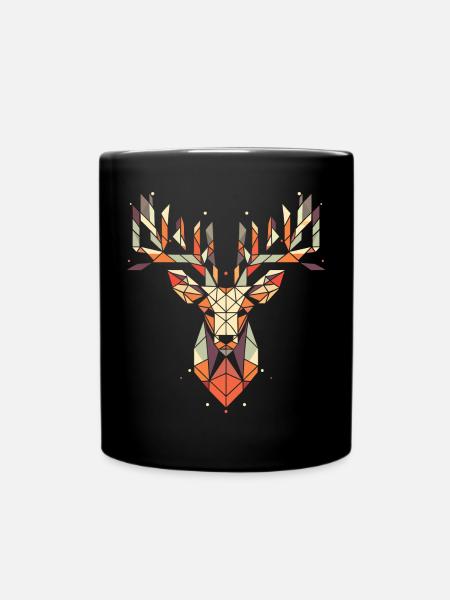 Hirsch Geweih Vektor Polygon Logo - Tasse einfarbig - Schwarz