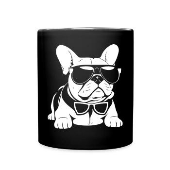 Funny French Bulldog with Sunglasses French Bulld - Full Colour Mug - black - Front