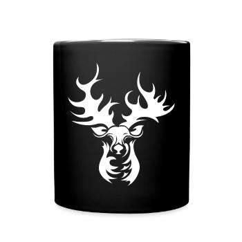 Rentier Geweih Grafik Symbol Hirsch Elch Icon - Tasse einfarbig - Schwarz - Vorne