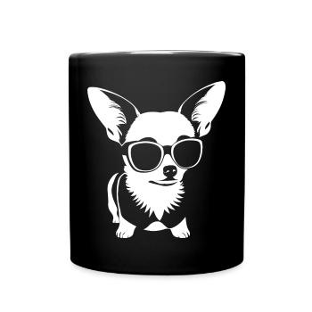 Lustiger Chihuahua mit Sonnenbrille Chihuahuas - Tasse einfarbig - Schwarz - Vorne