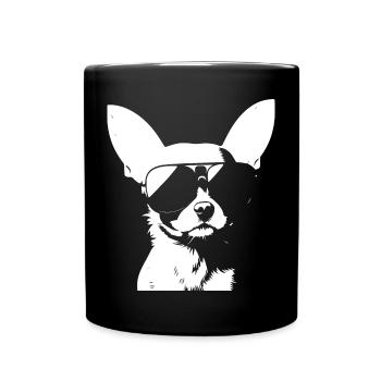 Drôle Chihuahua portant des lunettes de soleil Chihuahuas - Mug uni - noir - Devant