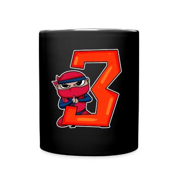 3 Year Old Boy Ninja - 3rd Birthday - I'm 3 - Full Colour Mug - black - Front