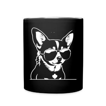 Chihuahua drôle portant des lunettes de soleil Chihuahuas - Mug uni - noir - Devant