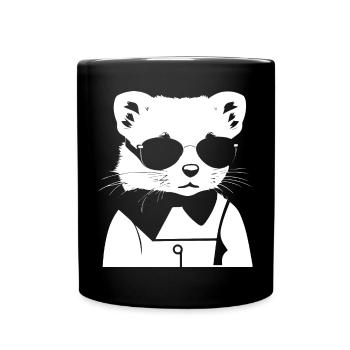 Ferret Wearing Sunglasses Cool Ferrets - Full Colour Mug - black - Front
