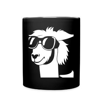 Drôle d’alpaga portant des lunettes de soleil cool alpagas - Mug uni - noir - Devant