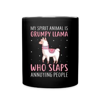 My Spirit Animal is Grumpy Llama- Llama Gifts - Full Colour Mug - black - Front