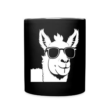 Funny Llama Wearing Sunglasses Cool Llamas - Full Colour Mug - black - Front