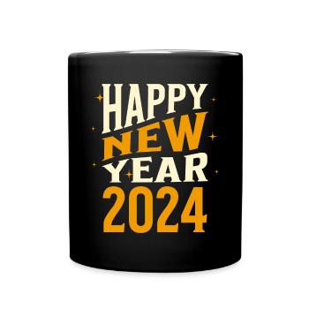 Happy New Year 2024 Silvester Neujahr Party Feier - Tasse einfarbig - Schwarz - Vorne