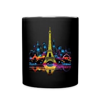 Paris, Tour Eiffel, France, Ville, Horizon, Nuit - Mug uni - noir - Devant