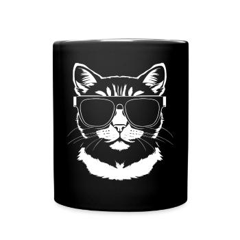 Funny Cat with Sunglasses Kitten Sunglas Cats - Full Colour Mug - black - Front