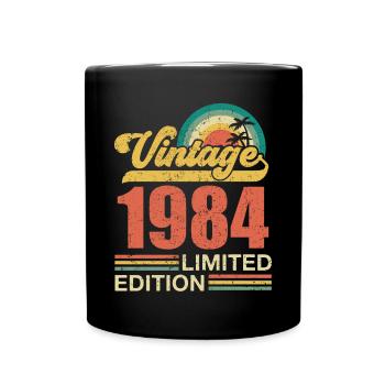 Jahrgang 1984 limitierte Auflage - 1984 Geburtstagsgeschenk - Tasse einfarbig - Schwarz - Vorne