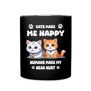 Les chats me rendent heureuse... - Mug uni - noir - Devant