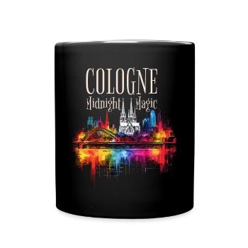 Cologne, Cathédrale De Cologne, Allemagne, Ville, Horizon, Nuit - Mug uni - noir - Devant