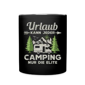 Camping Urlaub Wohnmobil Camper - Tasse einfarbig - Schwarz - Vorne