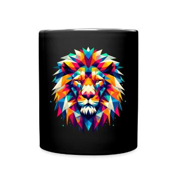 Lion Geometric Colorful Gift - Full Colour Mug - black - Front