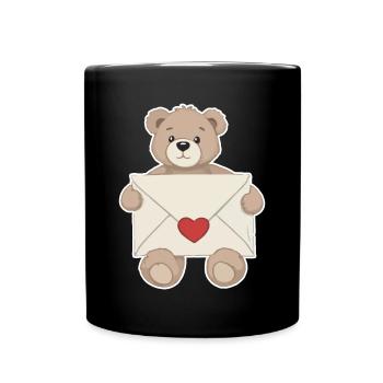 Teddy Bear with Love Letter Heart Love - Full Colour Mug - black - Front